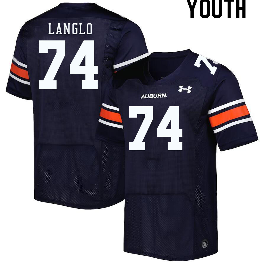 Youth #74 Garner Langlo Auburn Tigers College Football Jerseys Stitched-Navy